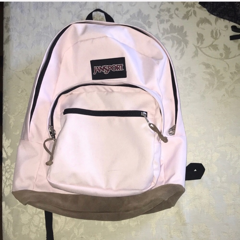 blush pink suede jansport backpack